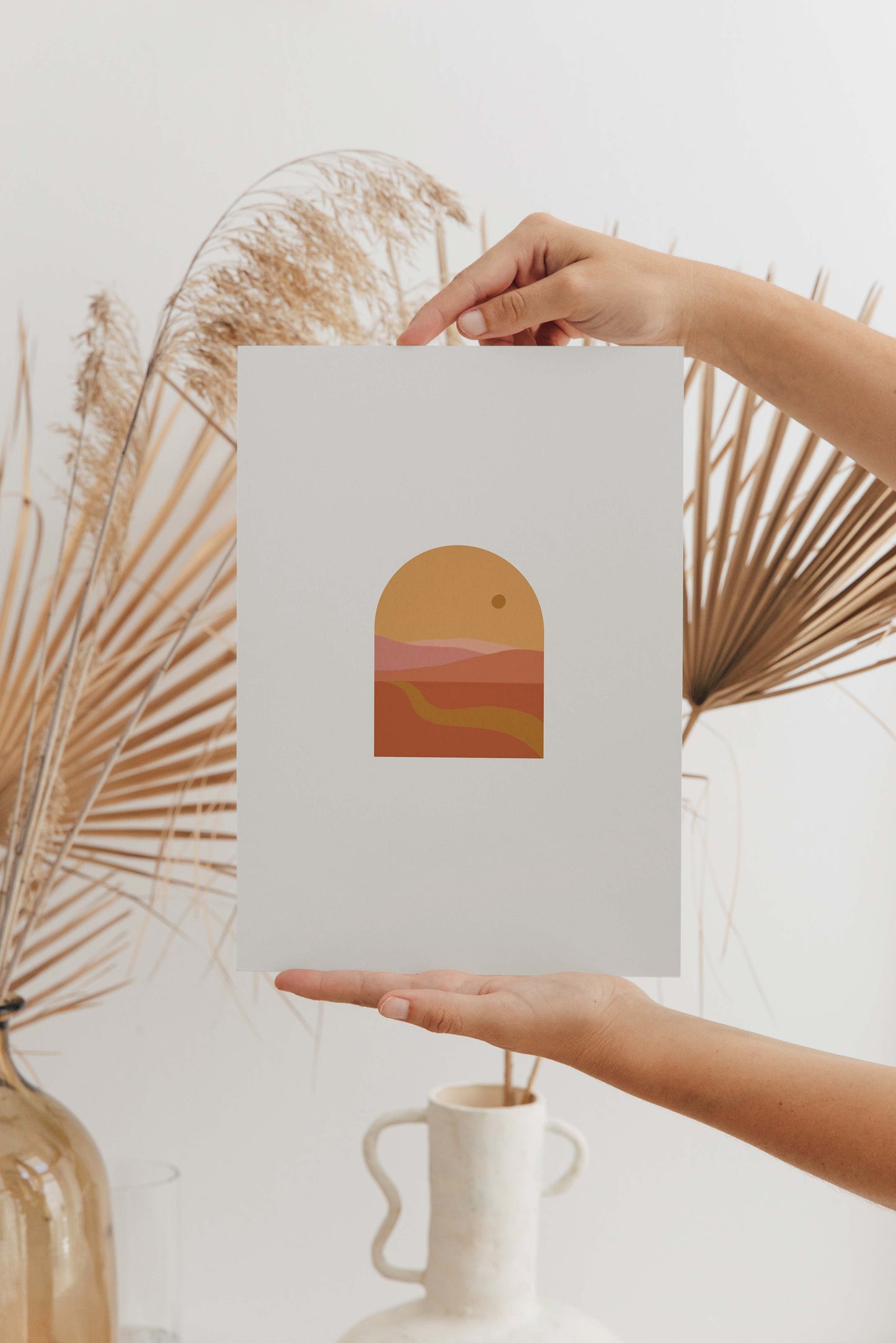 Minimalist Sunset Mountains Desert Archway Print