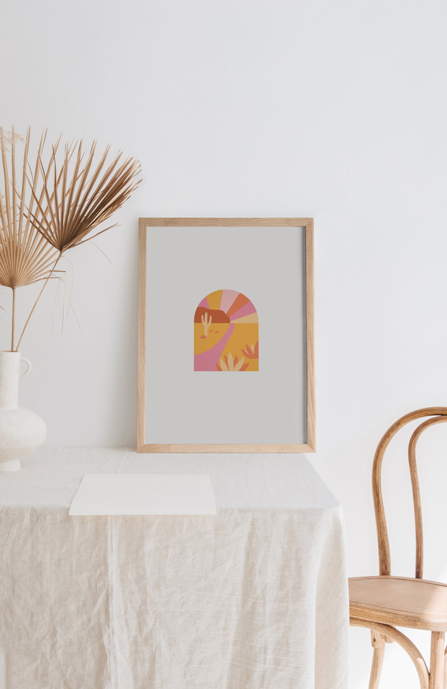 Retro Pink Cactus Mid Century Modern Desert Print