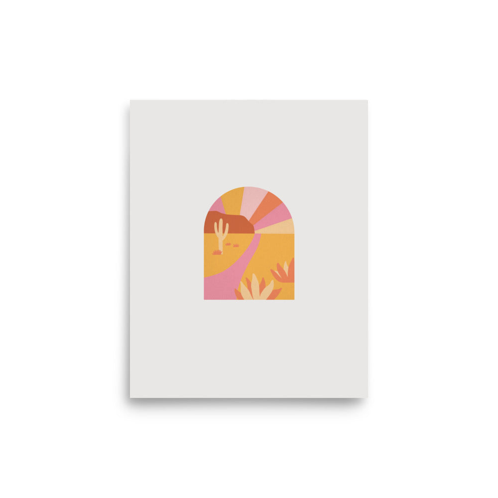 Retro Pink Cactus Mid Century Modern Desert Print