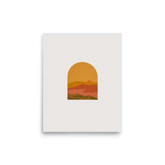 Mid Century Mountains Desert Landscape Print