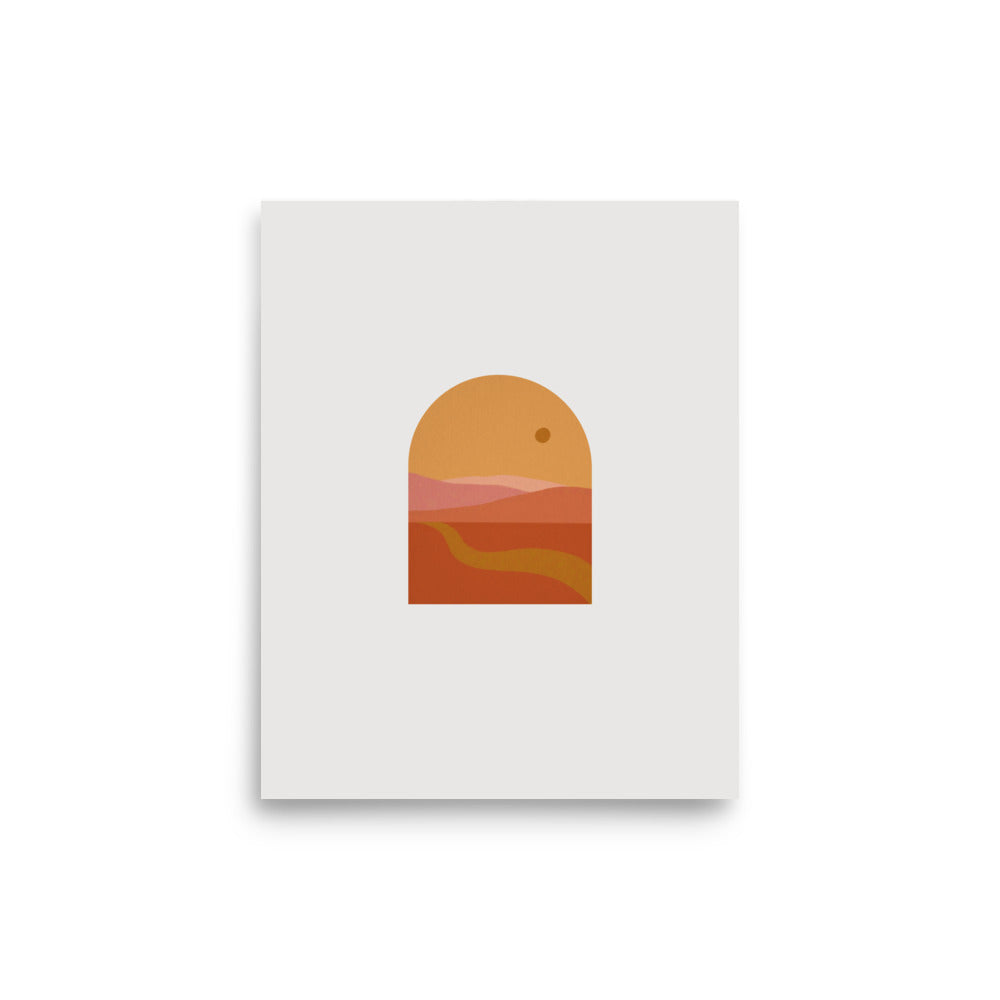 Minimalist Sunset Mountains Desert Archway Print