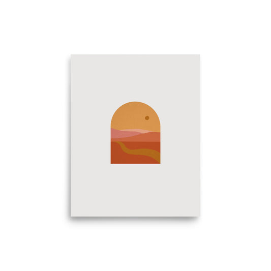 Minimalist Sunset Mountains Desert Archway Print