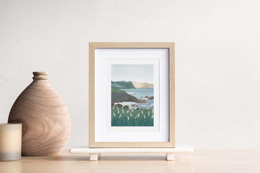 On the Cliffs Gouache Landscape Print