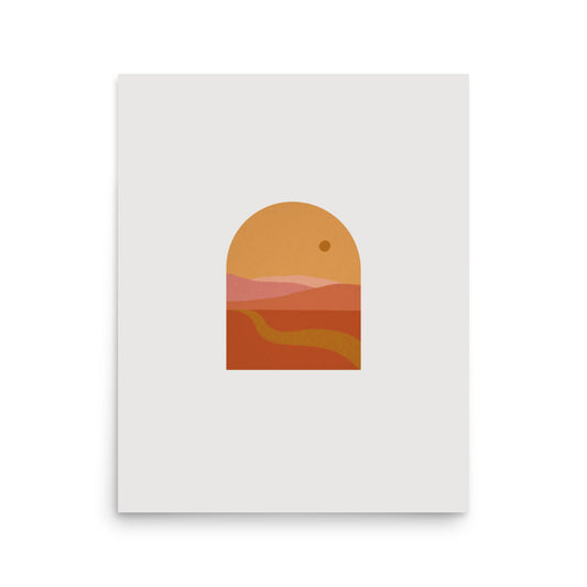Minimalist Sunset Mountains Desert Archway Print
